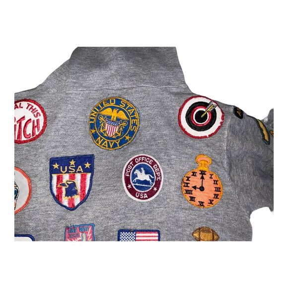 Vintage Gray Hoodie With Sewn-On Collectible Patches - Picture 10 of 16